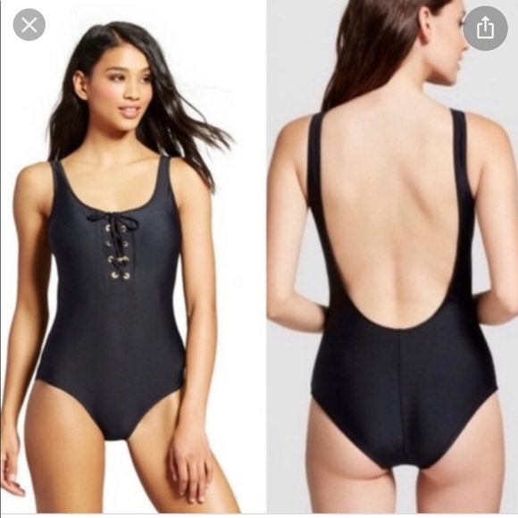 Mossimo Lace Up Front One Piece Swimsuit - Picture 1 of 8